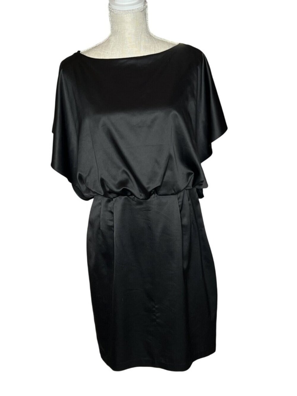 Jessica Simpson Womens Black Satin Open Back Tie Dress Size M